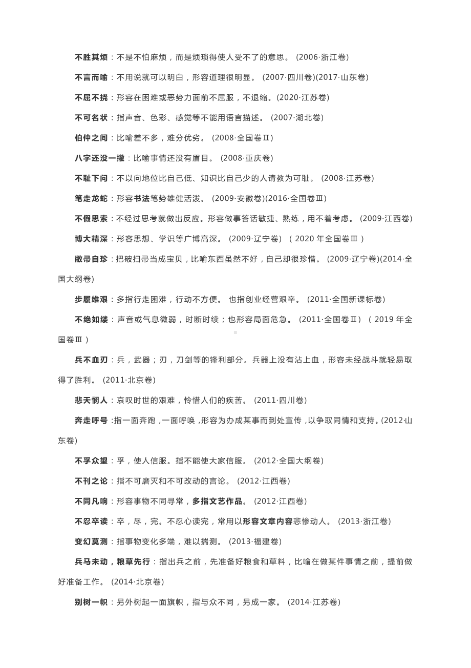 2021高考语文冲刺 ：2005-2020历年高考成语汇编（打印版）.docx_第2页