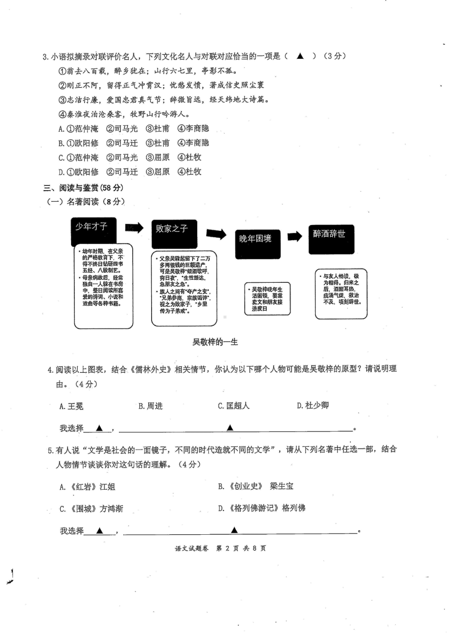 宁波风奉化区2021年初中毕业生诊断性考试-各科试题卷及答案（共5个科目）.pdf_第2页