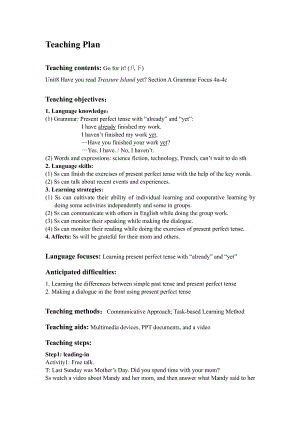 人教版八下-Unit 8 Have you read Treasure Island yet -Section A Grammar focus 4a—4c-教案、教学设计-部级优课-(配套课件编号：81284).doc