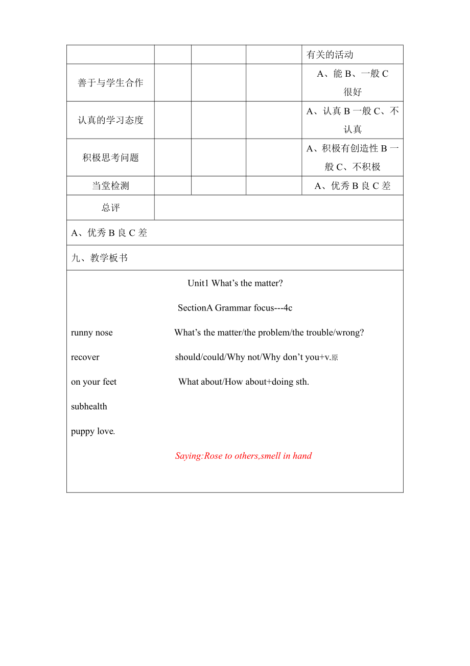 人教版八下-Unit 1 What's the matter -Section A Grammar focus 4a—4c-教案、教学设计-市级优课-(配套课件编号：f0e0c).doc_第3页