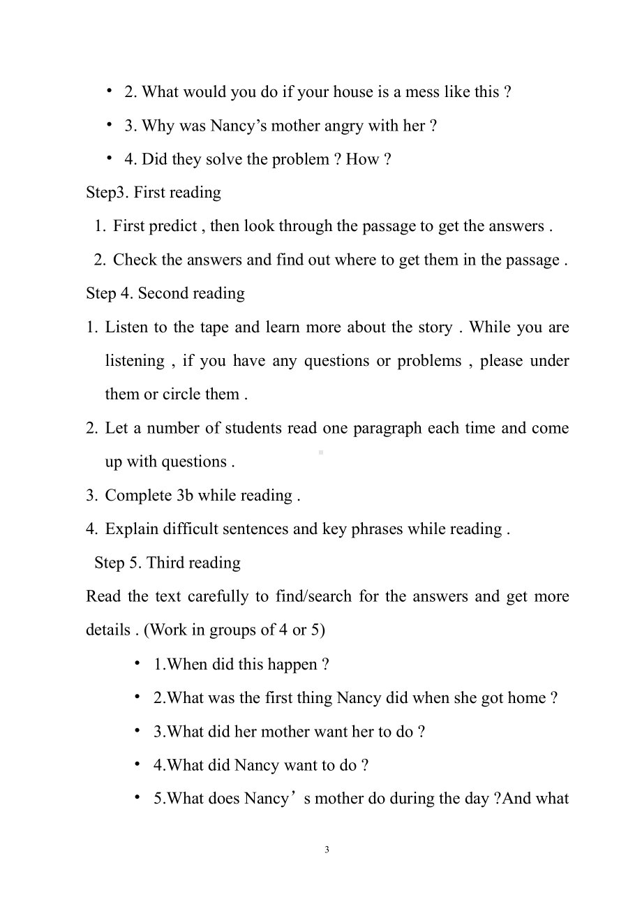 人教版八下-Uuit 3 Could you please clean your room -Section A 3a—3c-教案、教学设计-省级优课-(配套课件编号：42dde).doc_第3页