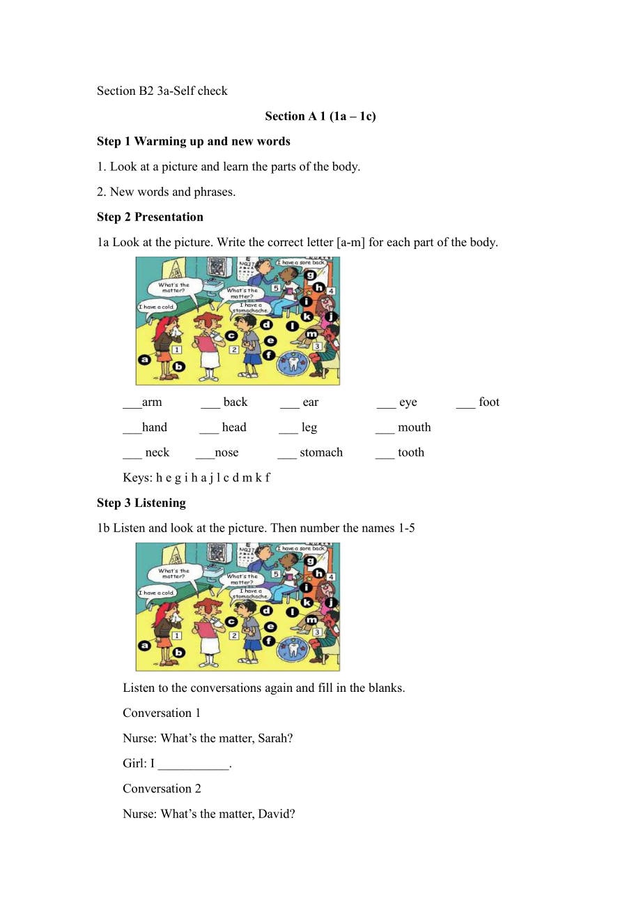 人教版八下-Unit 1 What's the matter -Section A 1a—2d-教案、教学设计-市级优课-(配套课件编号：955c7).doc_第2页