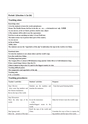 人教版八下-Unit 7 what's the highest mountain in the world -Section A Grammar focus 4a—4c-教案、教学设计-市级优课-(配套课件编号：608b9).doc