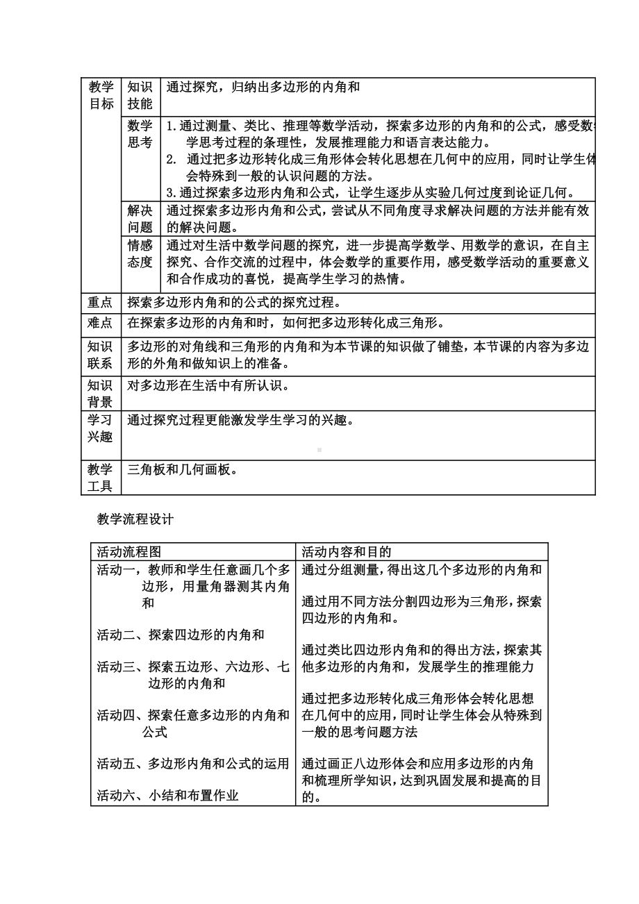 2020-2021学年沪科版数学八年级（下册）19.1多边形内角和-教案.doc_第1页