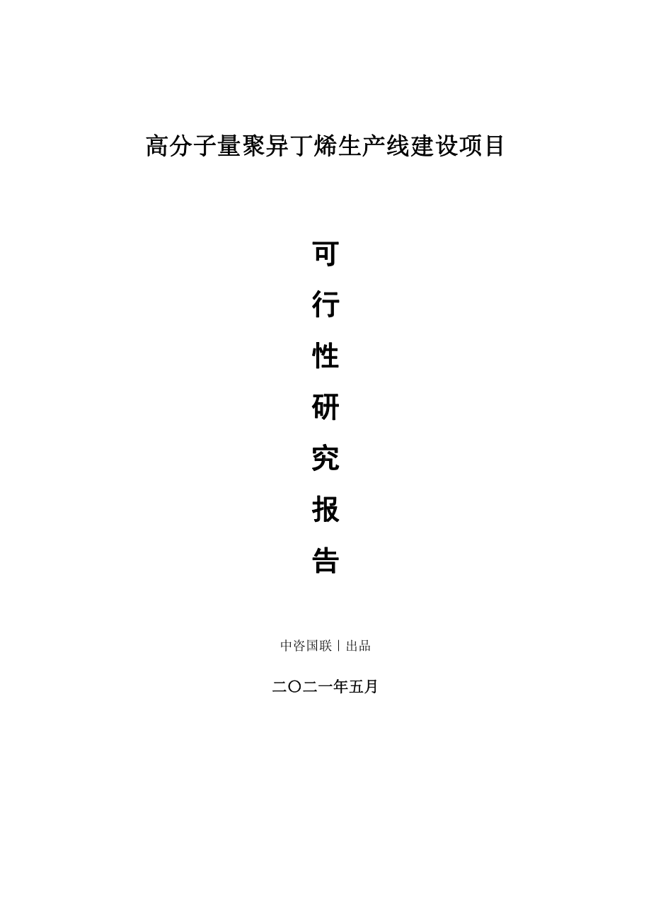 高分子量聚异丁烯生产建设项目可行性研究报告.doc_第1页