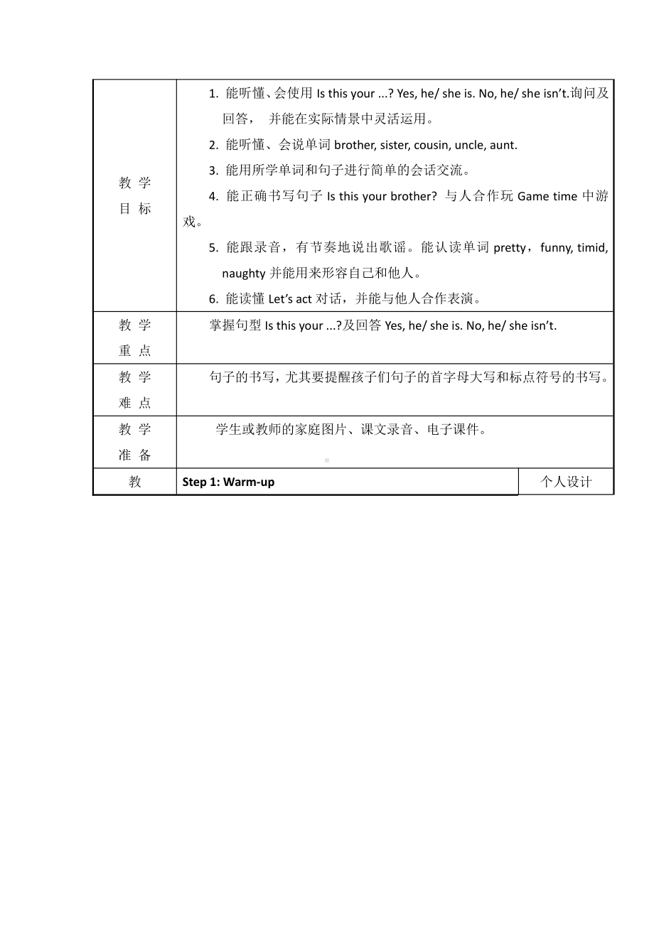 辽宁师大版四下英语Unit 2 Look at my family photo-教案、教学设计--(配套课件编号：71019).docx_第1页