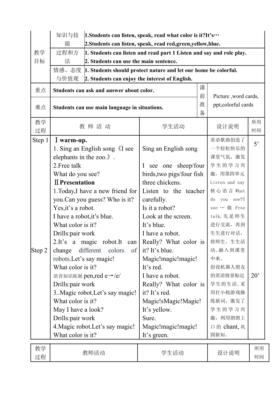 辽宁师大版三年级下册-Unit 5 What color is it -教案、教学设计-公开课-(配套课件编号：e04b0).doc_第1页