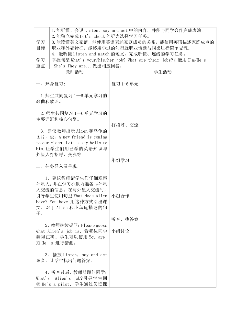 辽宁师大版四下英语Review 1-教案、教学设计--(配套课件编号：00de8).docx_第1页