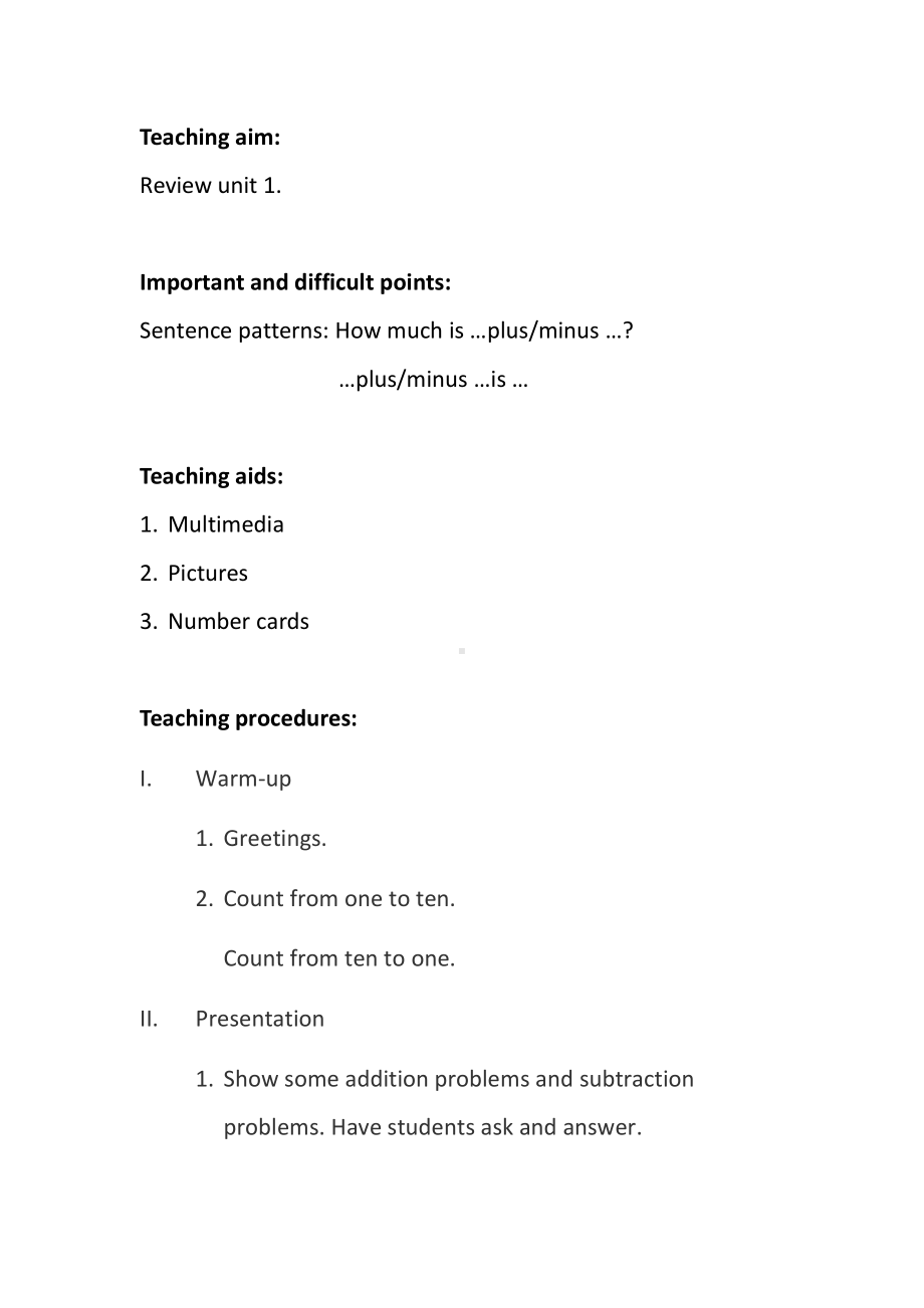 清华版一年级下册UNIT 1MY NUMBERS-Lesson 7-教案、教学设计--(配套课件编号：44bda).docx_第1页