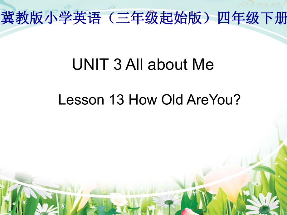 冀教版（三起）四下Unit 3 All about Me-Lesson 13 How Old Are You -ppt课件-(含教案+音频+素材)-公开课-(编号：e0067).zip