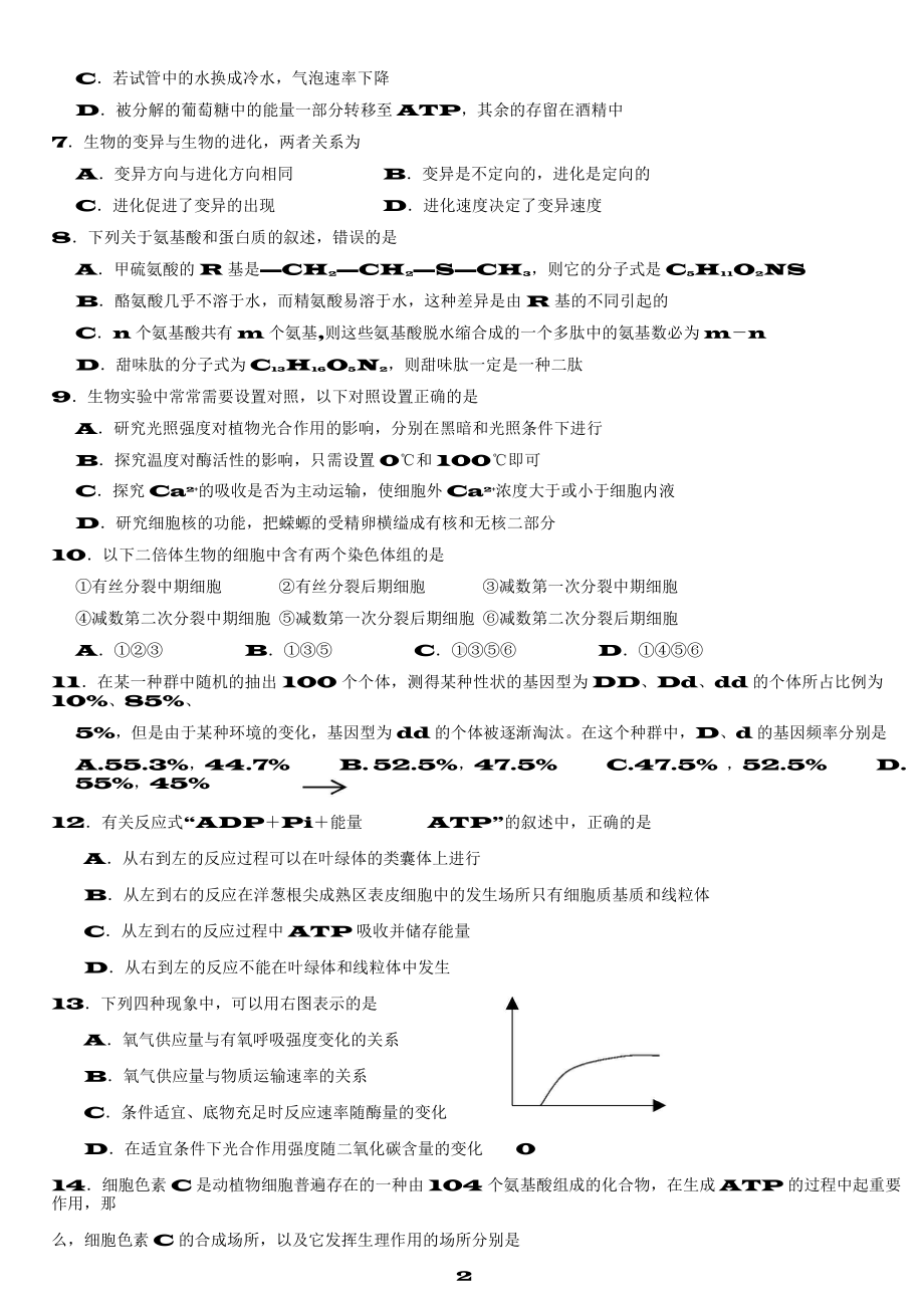 （高中精品资料）高二生物期末测试题.docx_第2页