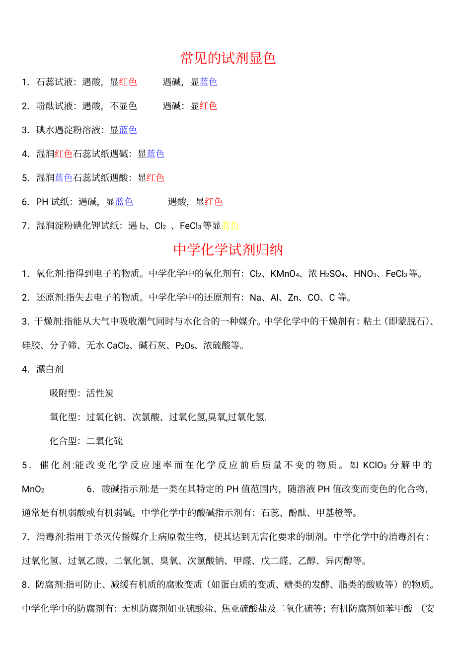 （高中精品资料）高中化学常识总结.pdf_第1页