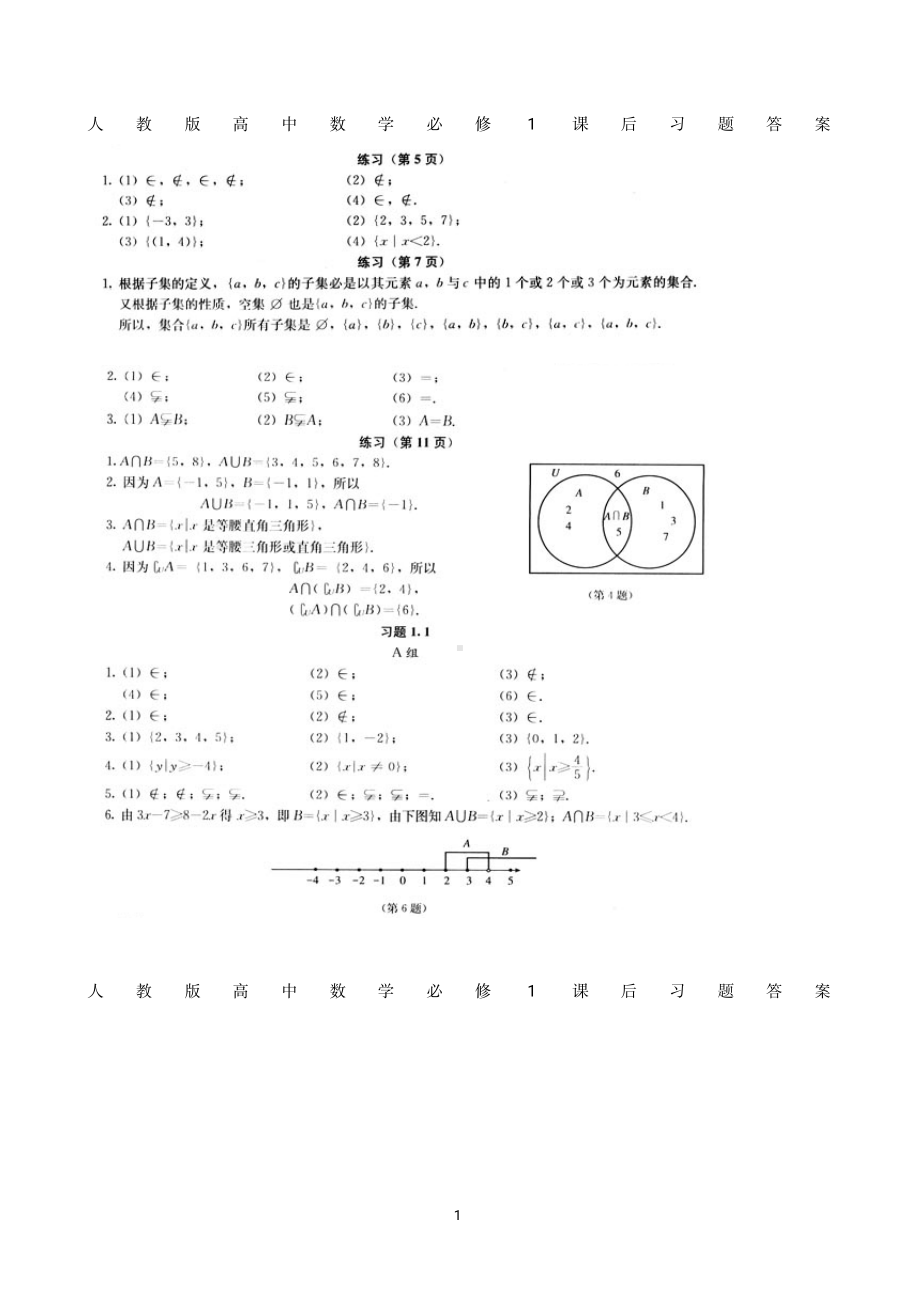 （高中精品资料）人教版高中数学必修1课后习题答案.pdf_第1页