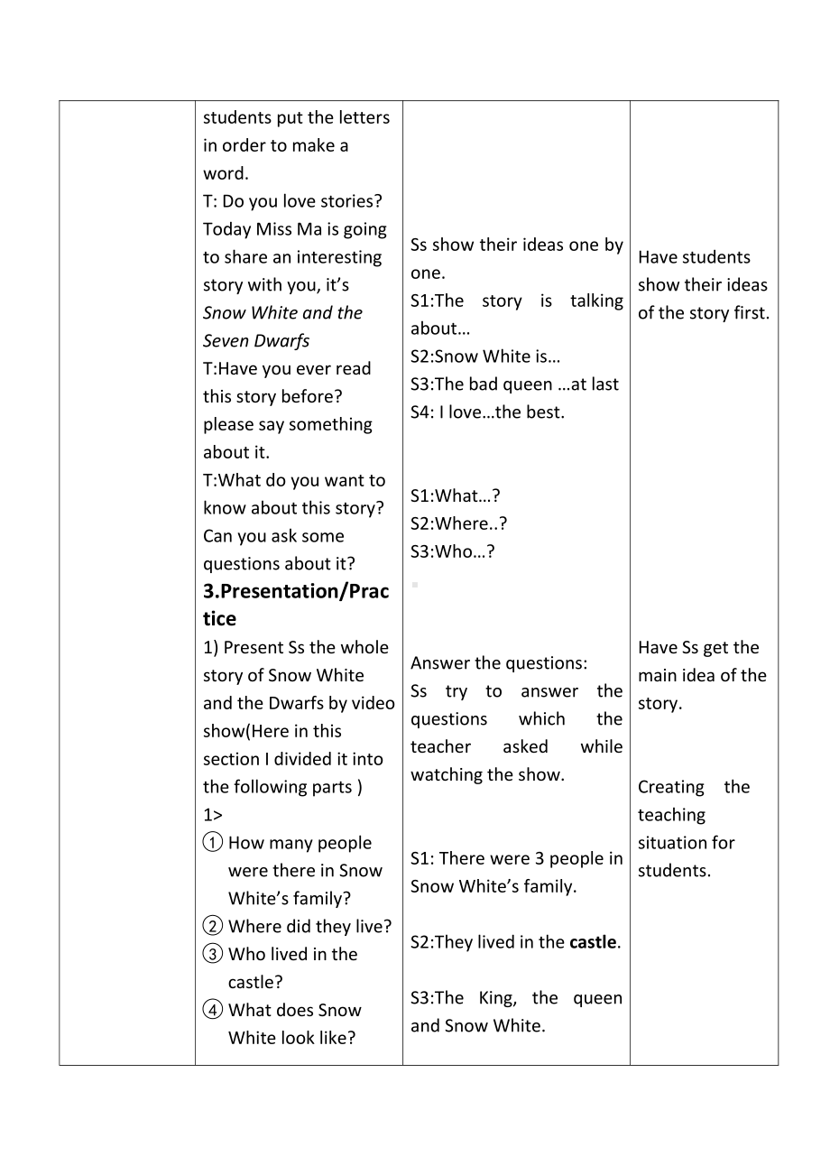 清华版五年级下册FUN READINGSNOW WHITE ANDTHE SEVEN DWARFS-教案、教学设计--(配套课件编号：70770).docx_第3页