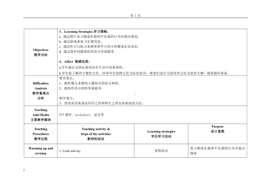 教科版（广州）六下Module 4 Good manners-Unit 7 It’s the polite thing to do-Let's talk-教案、教学设计--(配套课件编号：805fd).doc_第2页