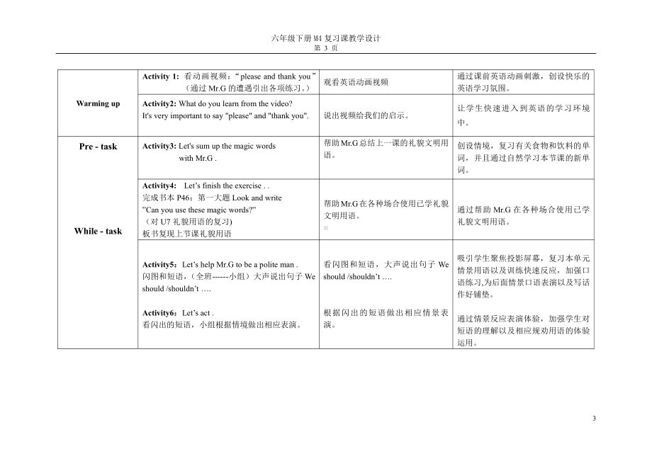 教科版（广州）六下Module 4 Good manners-Unit 7 It’s the polite thing to do-Fun with language-教案、教学设计--(配套课件编号：b09ca).doc_第3页