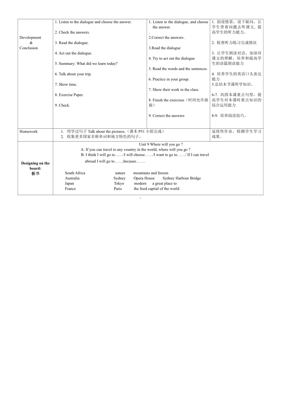 教科版（广州）六下Module 5 Travel abroad-Unit 9 Where will you go-教案、教学设计--(配套课件编号：03ff6).doc_第2页