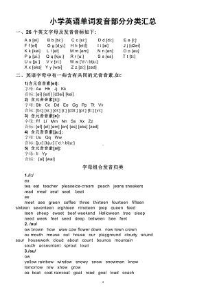 小学英语单词发音部分分类汇总.docx