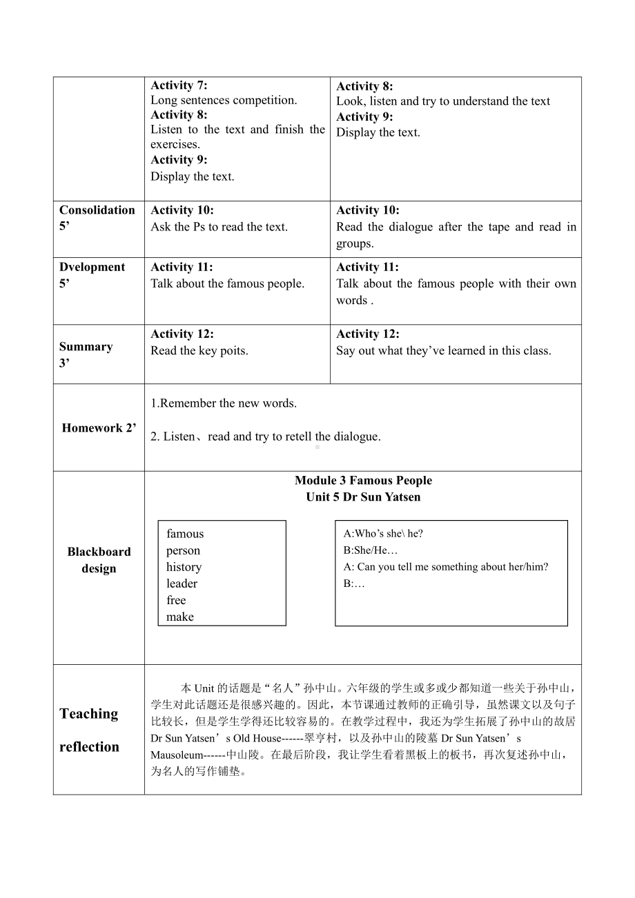 教科版（广州）六下Module 3 Famous people-Unit 5 Dr Sun Yatsen-Let's talk-教案、教学设计--(配套课件编号：40d43).docx_第2页