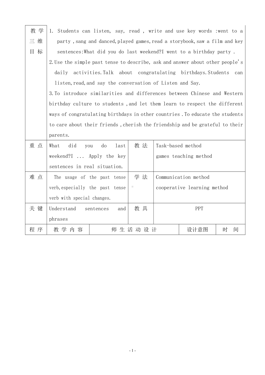 辽宁师大版六下英语Unit 5 A birtheday party-教案、教学设计-公开课-(配套课件编号：107ce).doc_第1页