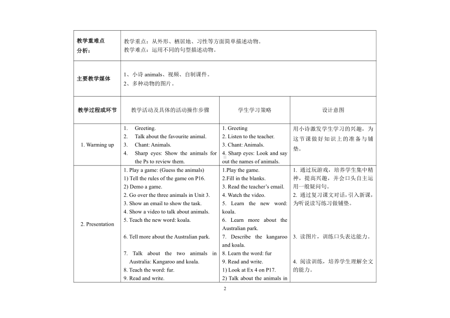 教科版（广州）六下Module 2 Animals-Unit 3 What animal is it-Fun with language-教案、教学设计--(配套课件编号：d045c).doc_第2页