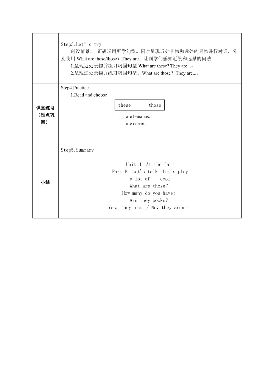 四年级英语下册教案-Unit 4 At the farm -these vs.those-人教PEP版.doc_第2页