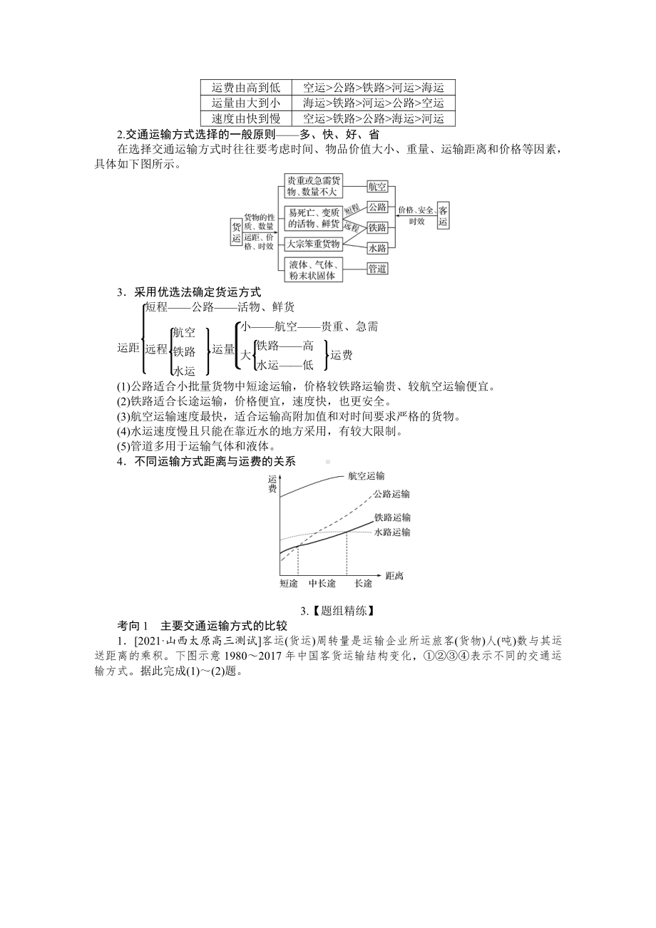 2022届新高考地理人教版一轮复习学案：11.26 交通运输方式和布局 （含解析）.docx_第3页