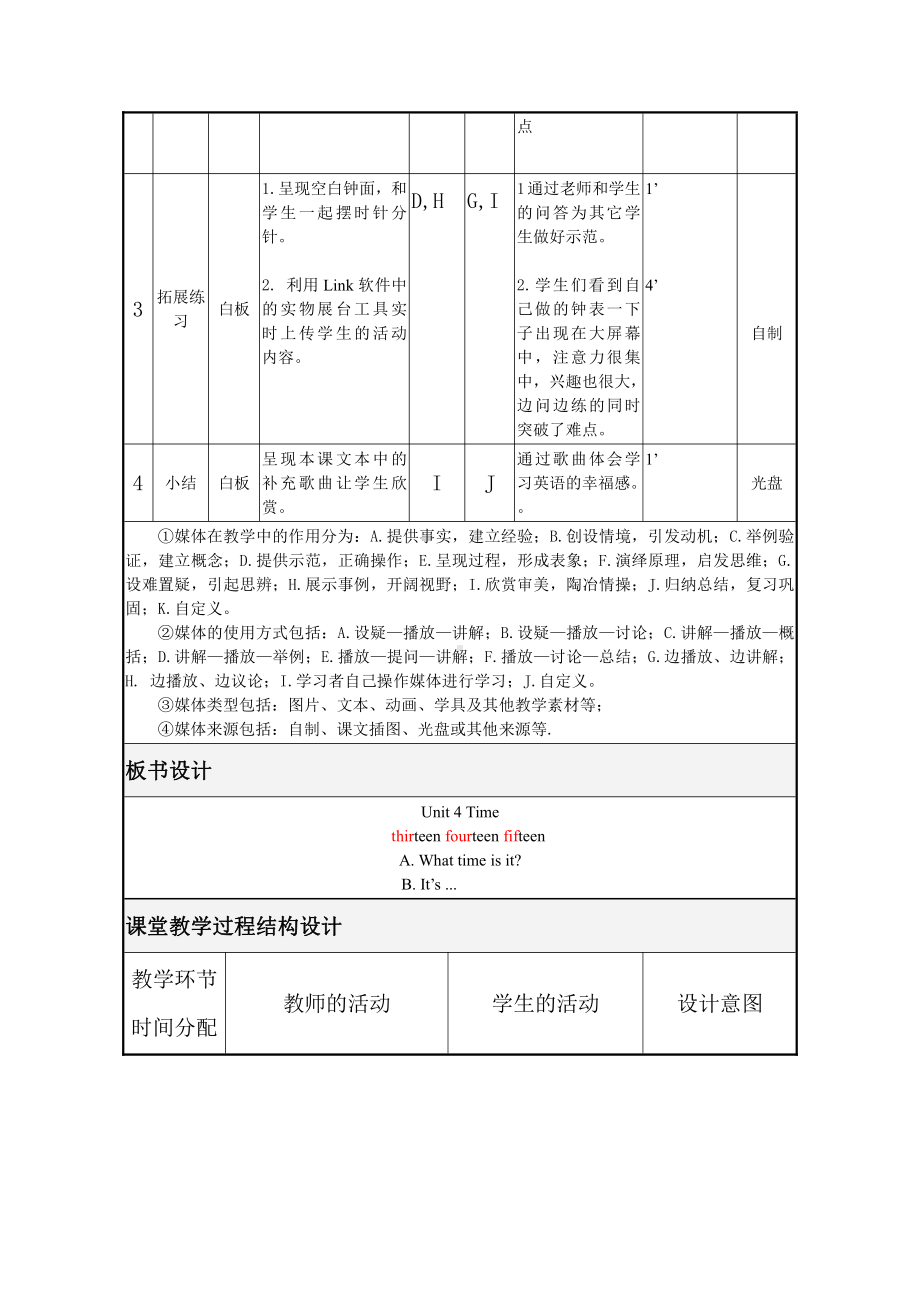 人教版（新起点）二年级下册英语Unit 4 Time-lesson 2-教案、教学设计--(配套课件编号：001af).doc_第3页