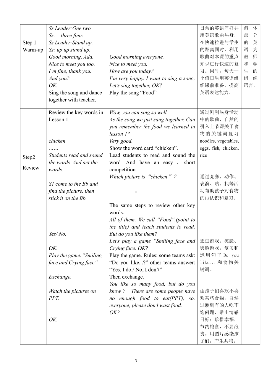 人教版（新起点）一年级下册Unit 4 Food-lesson 2-教案、教学设计-公开课-(配套课件编号：a12e3).doc_第3页