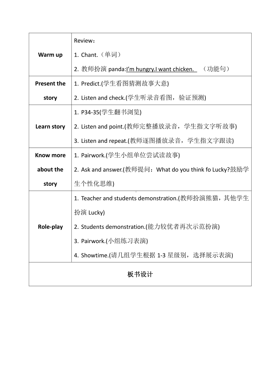 人教版（新起点）一年级下册Unit 4 Food-Story Time-教案、教学设计--(配套课件编号：a0286).docx_第2页