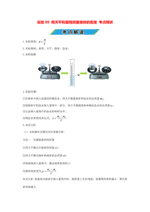 中考物理实验专题09 用天平和量筒测量液体的密度（考点精讲+练习学生版+解析版）.docx