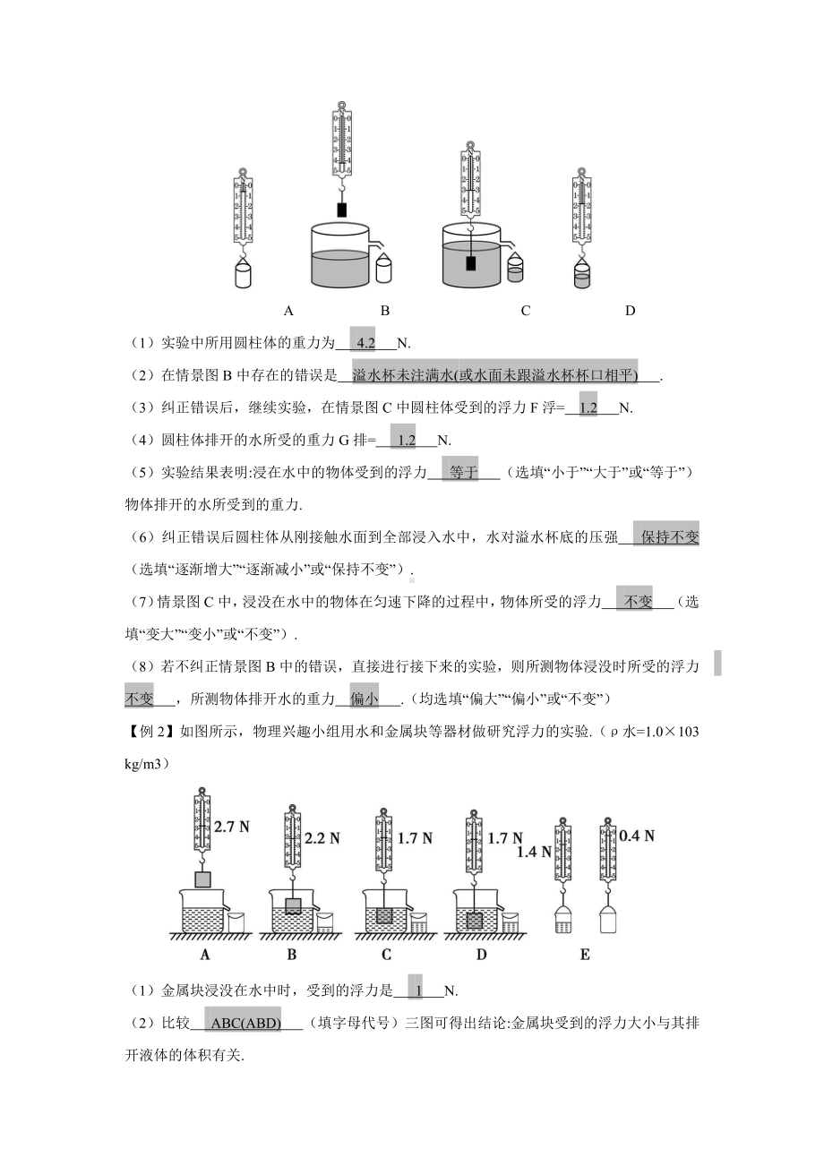 中考物理实验专题16 探究浮力的大小与排开液体所受重力的关系（考点精讲+练习学生版+解析版）.docx_第3页