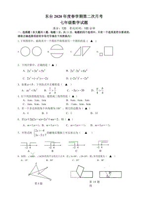 2020盐城东台市初一下学期第二次月考数学试卷.pdf