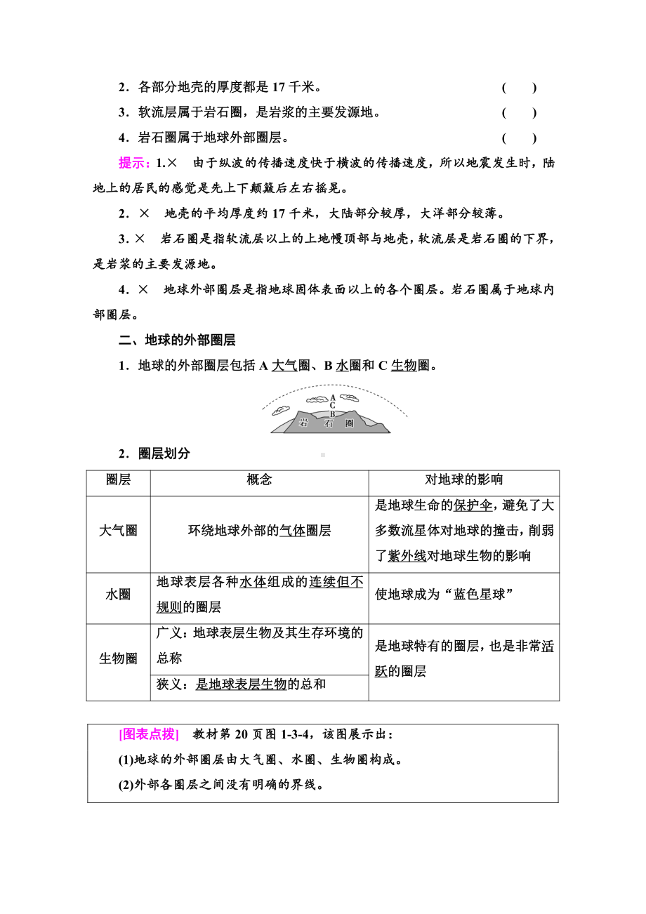 （新教材）2022版鲁教版高中地理必修第一册学案：第1单元 第3节　地球的圈层结构 （含答案）.doc_第3页