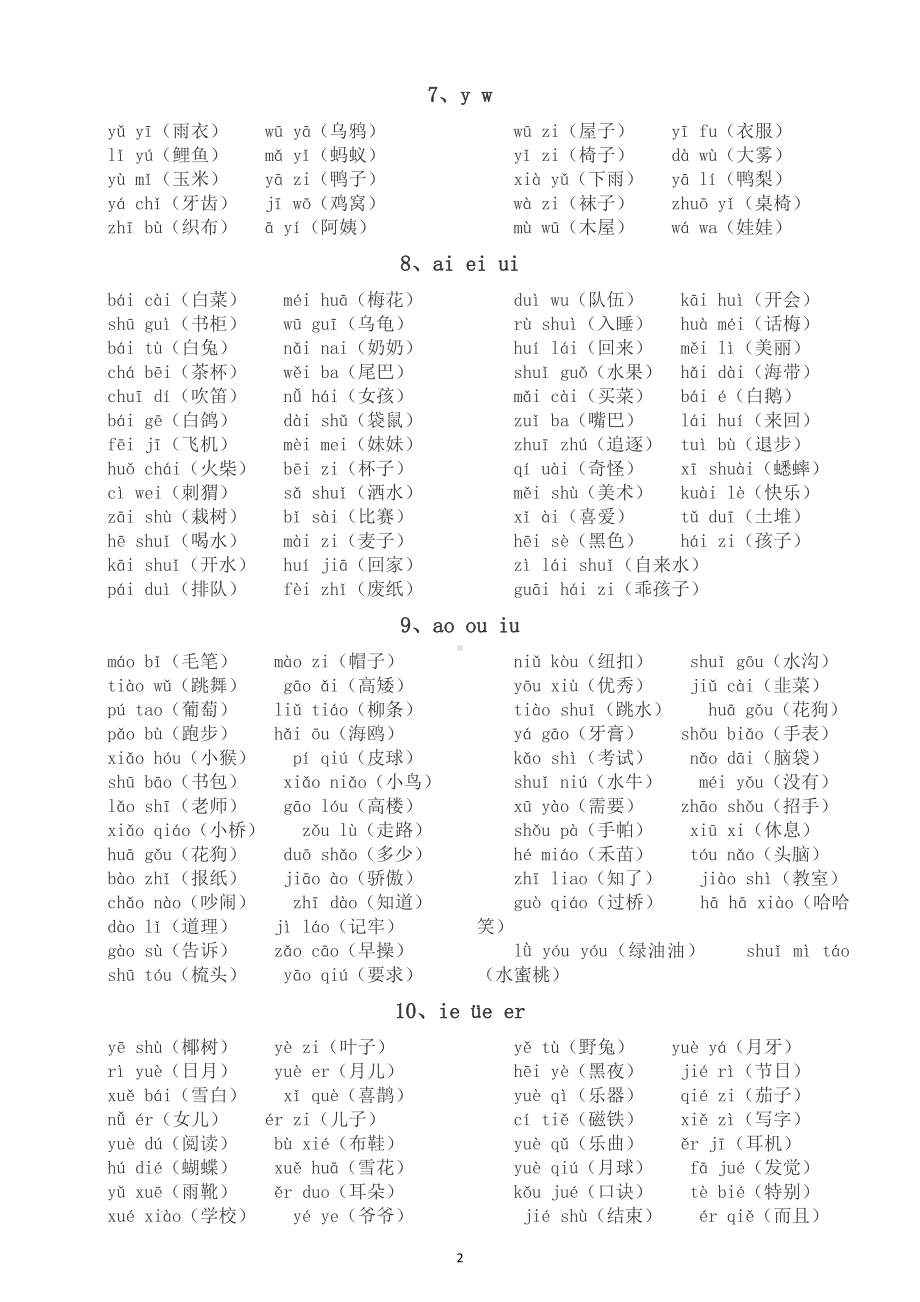 小学语文部编版一年级下册拼读词语训练（基础提升训练）.docx_第2页