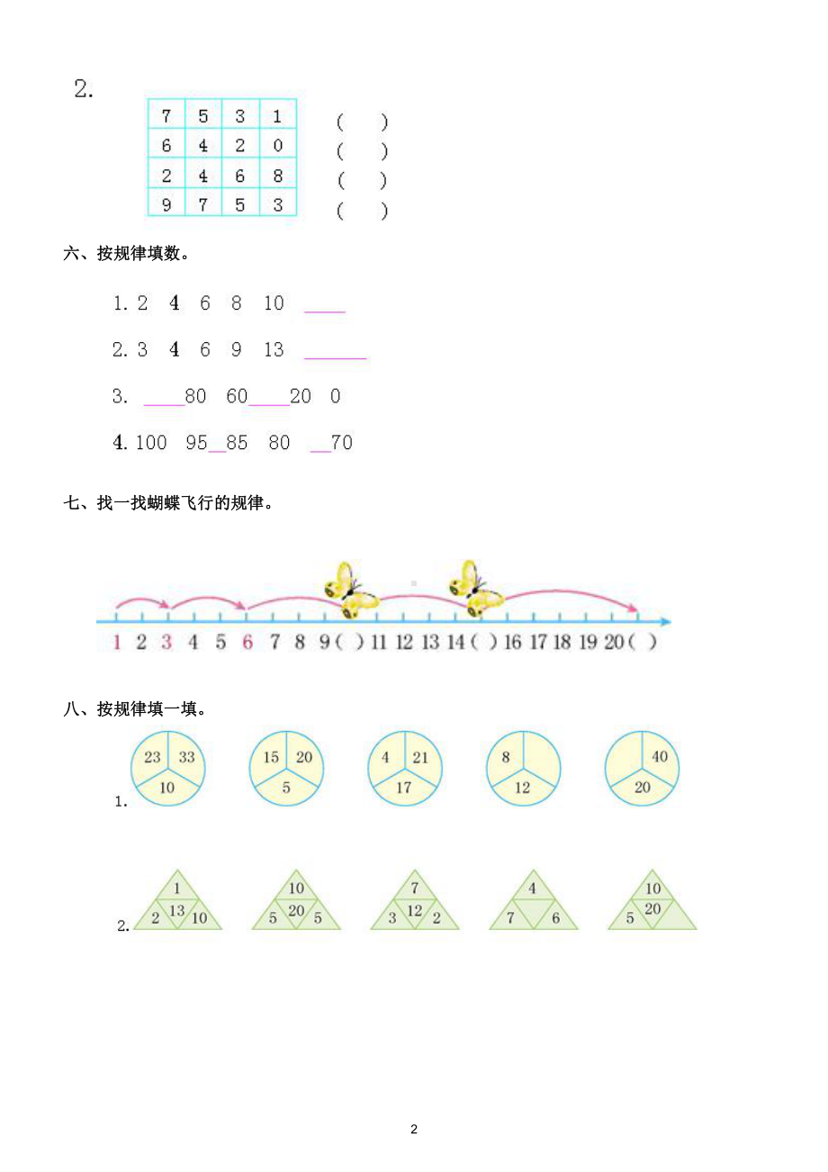 小学数学人教版一年级下册第七单元《找规律》测试卷（共2套含答案）.doc_第2页