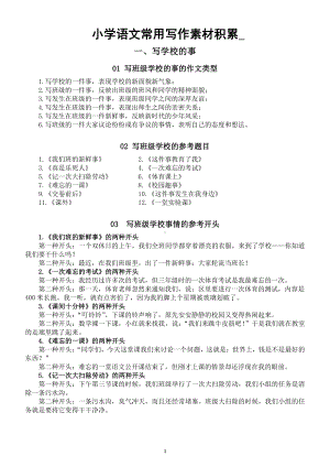 小学语文常用写作素材积累（共四大类考试万能模板）.doc