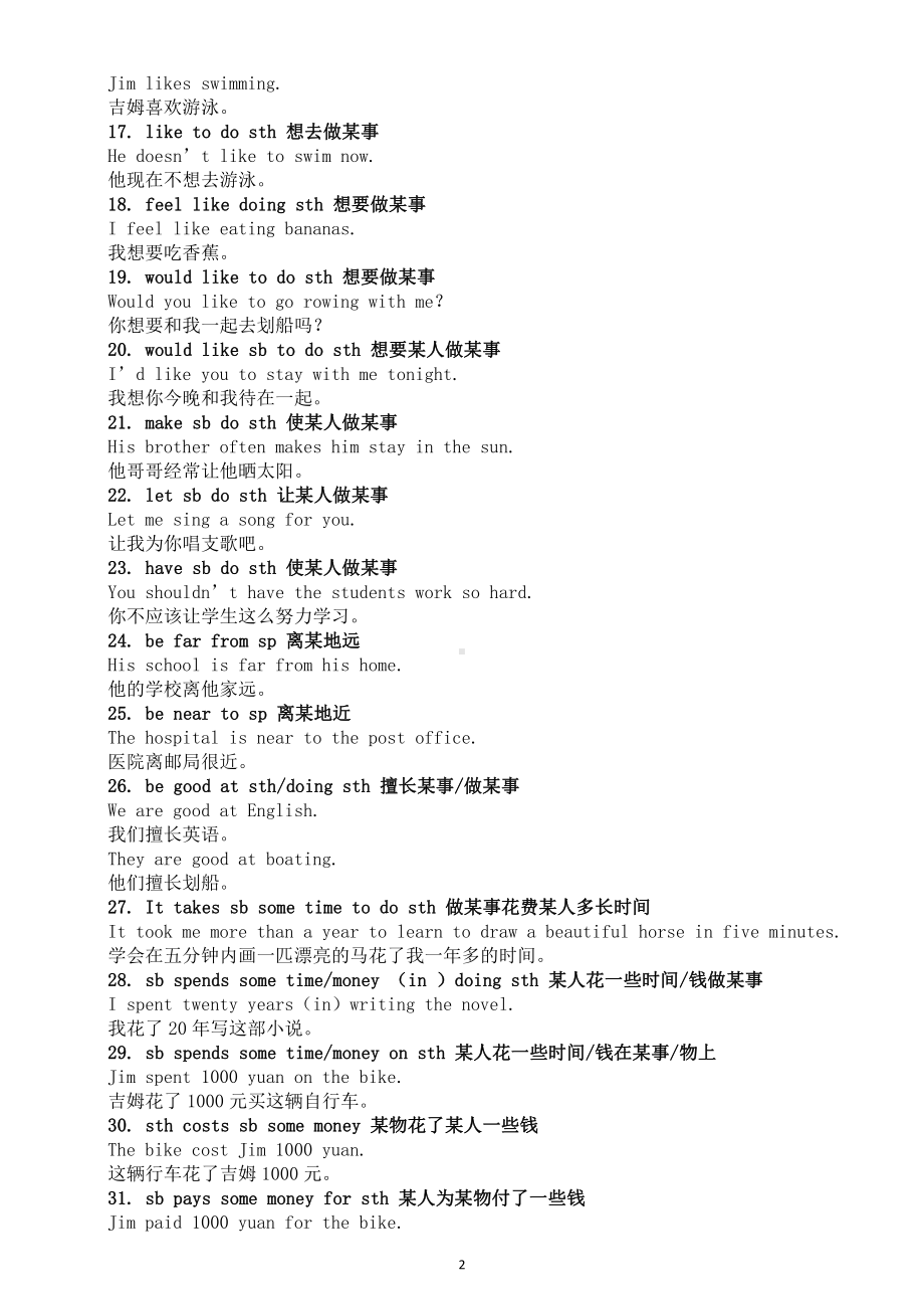 初中英语最重要基础句型汇总（共100个掌握住轻松得115）.doc_第2页