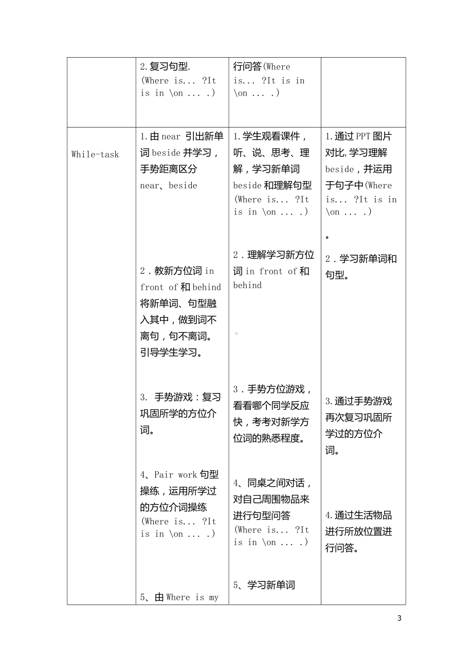 教科版三下Module 2 Positions-Unit 4 Is it in your bag -Let's talk-教案、教学设计--(配套课件编号：c1d16).docx_第3页