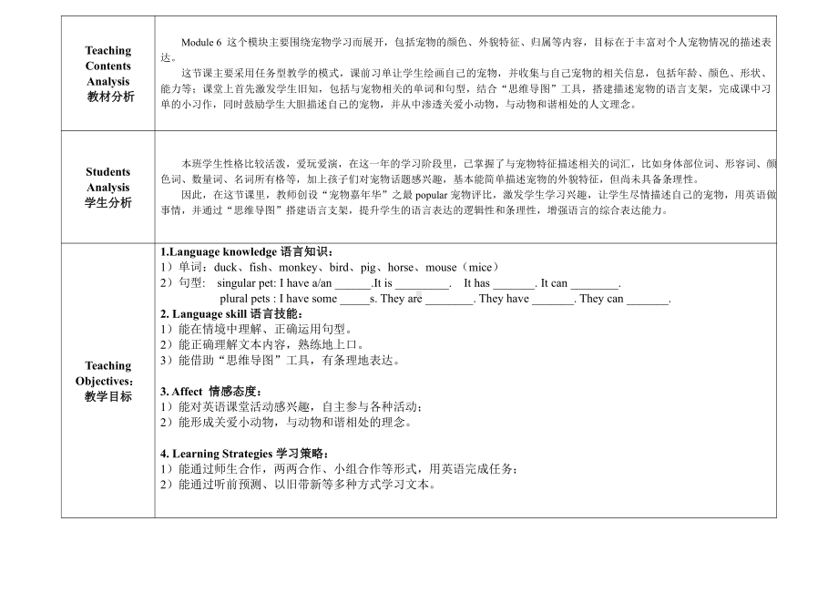 教科版三下Module 6 Pets-Unit 11 They're lovely.-Fun with language-教案、教学设计--(配套课件编号：c010b).doc_第1页