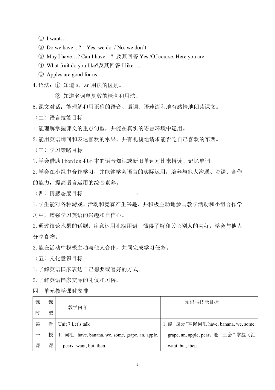 教科版三下Module 4 Fruits-Unit 7 May I have some grapes -教案、教学设计--(配套课件编号：41a34).doc_第2页