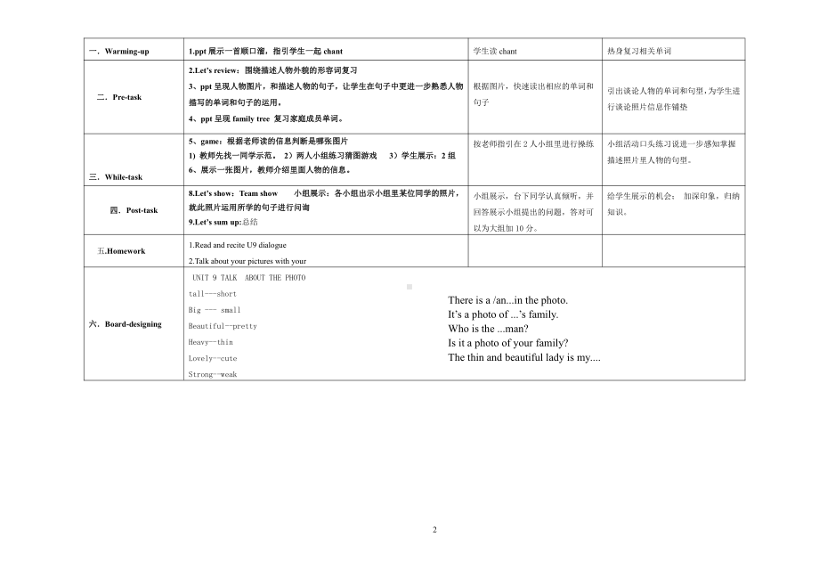 教科版三下Module 5 Relatives-Unit 9 Who is this cute baby -Fun with language-教案、教学设计--(配套课件编号：41e41).doc_第2页