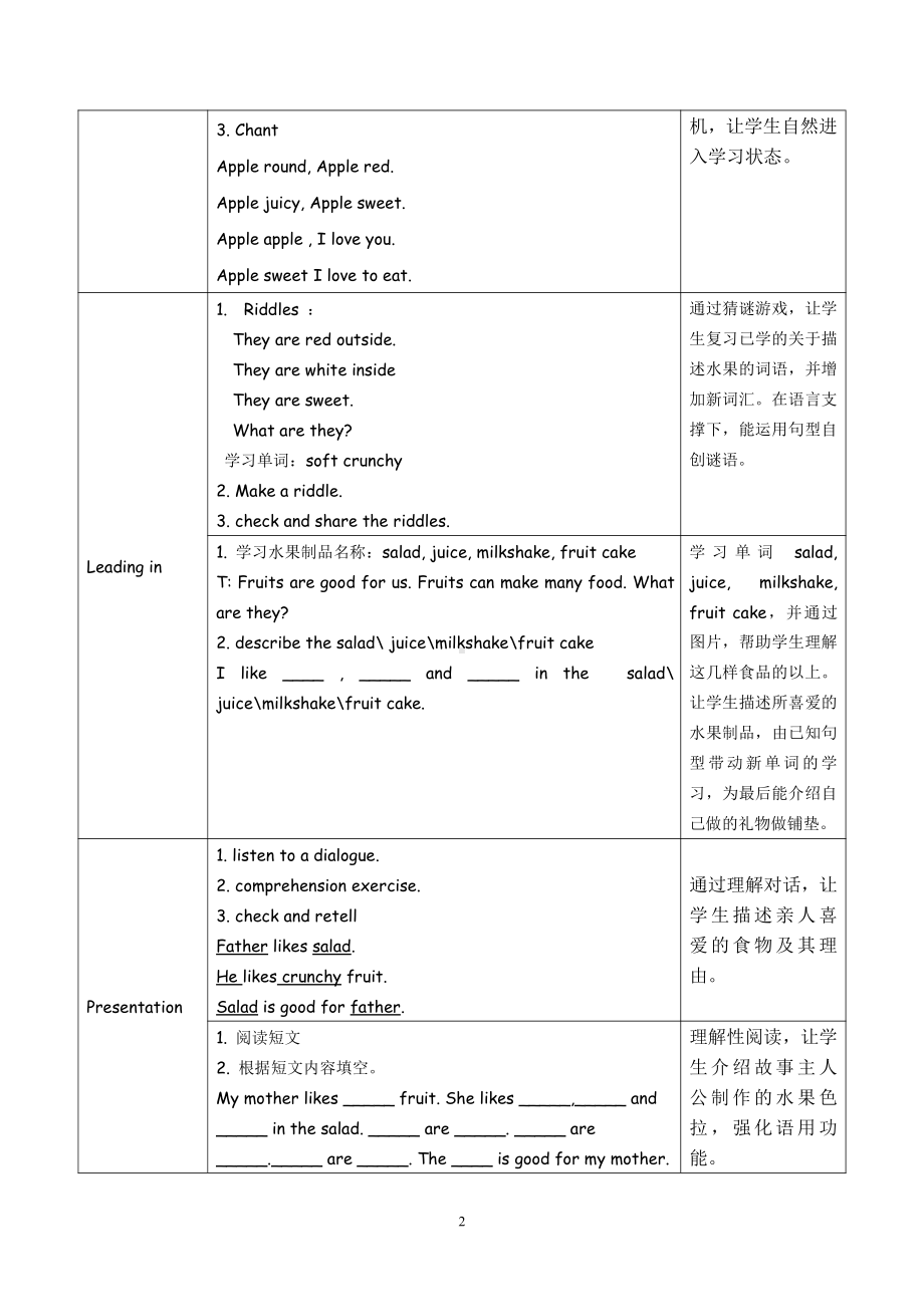 教科版三下Module 4 Fruits-Unit 8 Apples are good for us-Did you know& Self-assessment-教案、教学设计--(配套课件编号：e016e).doc_第2页