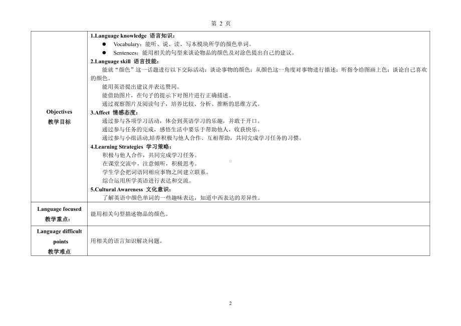 教科版三下Module 1 Colours-Unit 2 Let's colour it-Fun with language-教案、教学设计-公开课-(配套课件编号：70750).doc_第2页