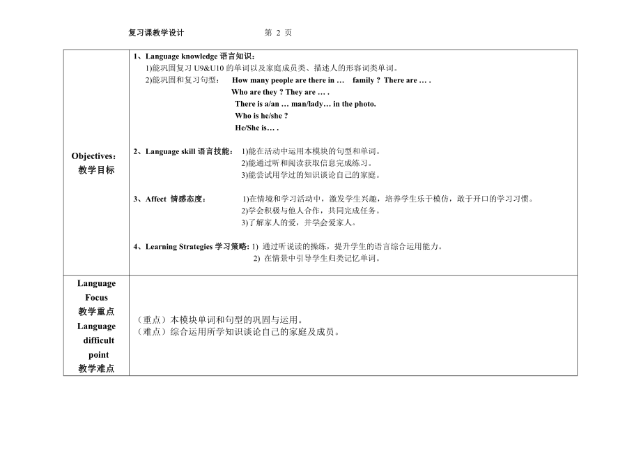 教科版三下Module 5 Relatives-Unit 9 Who is this cute baby -Fun with language-教案、教学设计--(配套课件编号：72b57).doc_第2页