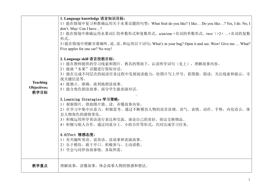 教科版三下Module 4 Fruits-Unit 8 Apples are good for us-Story time-教案、教学设计--(配套课件编号：60e75).doc_第2页