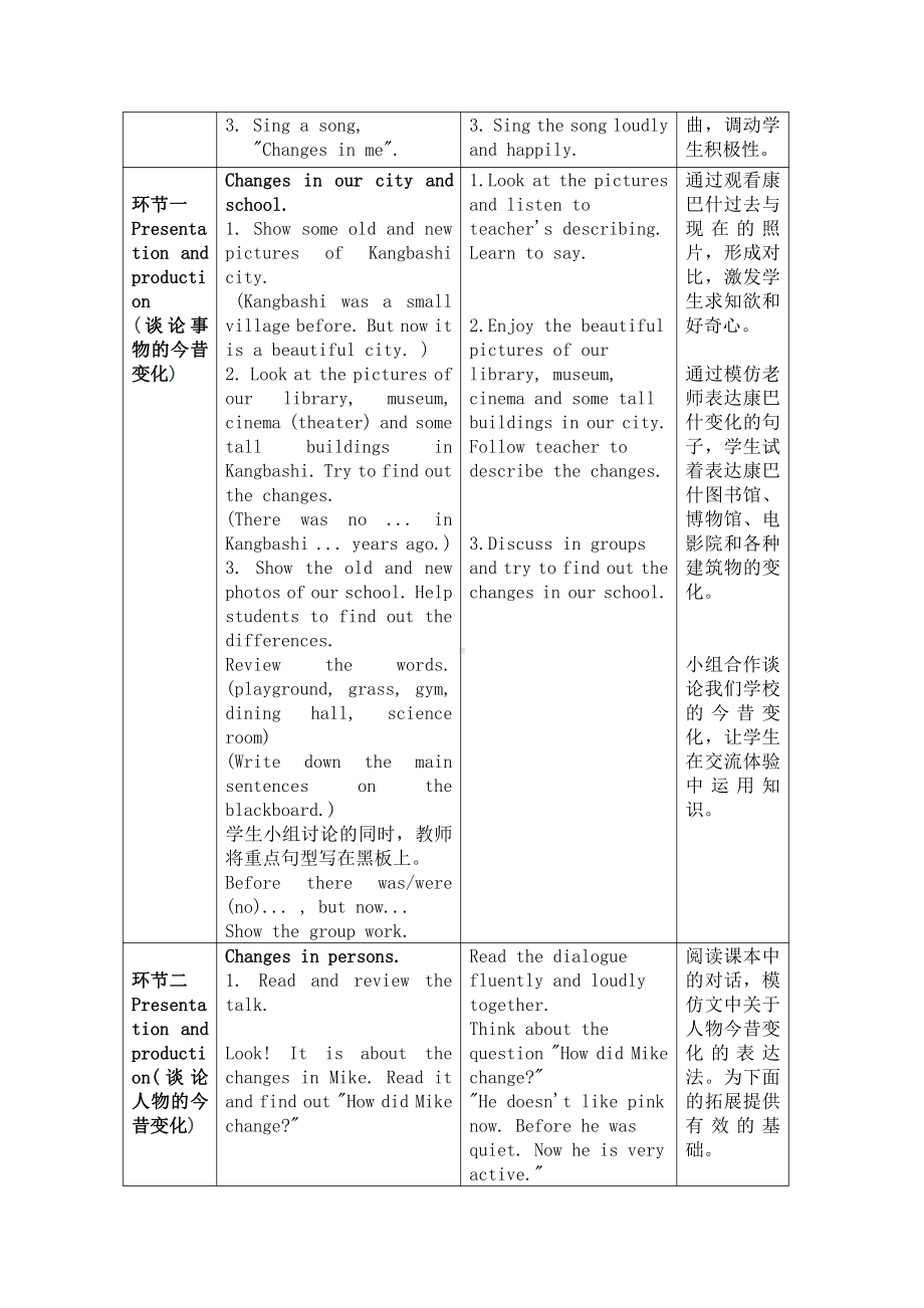 六年级下册英语教案：Unit 4 Then and now（Revision）人教PEP版.docx_第3页