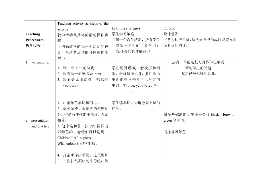 教科版三下Module 1 Colours-Unit 2 Let's colour it-Let's talk-教案、教学设计--(配套课件编号：900a9).doc_第2页