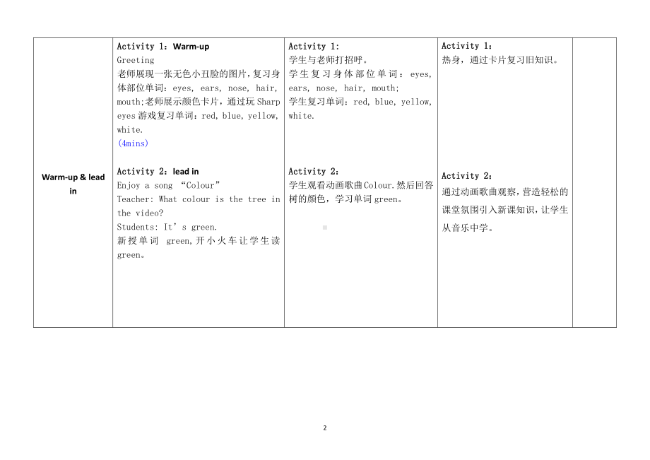 教科版三下Module 1 Colours-Unit 2 Let's colour it-Let's talk-教案、教学设计-公开课-(配套课件编号：4018e).doc_第2页