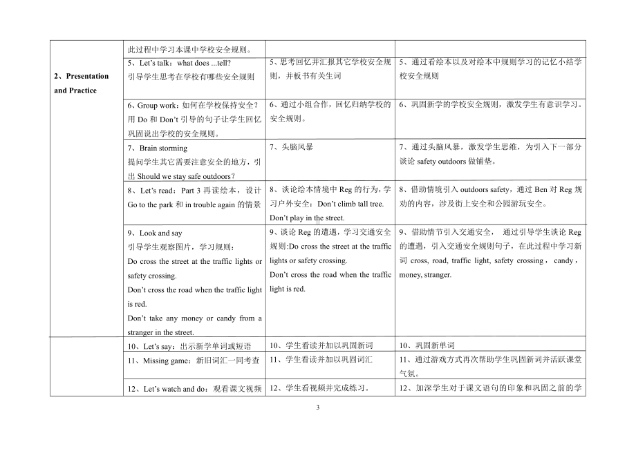 教科版（广州）五下Module 5 Safety-Unit 10 How to stay safe-教案、教学设计--(配套课件编号：32ea7).doc_第3页